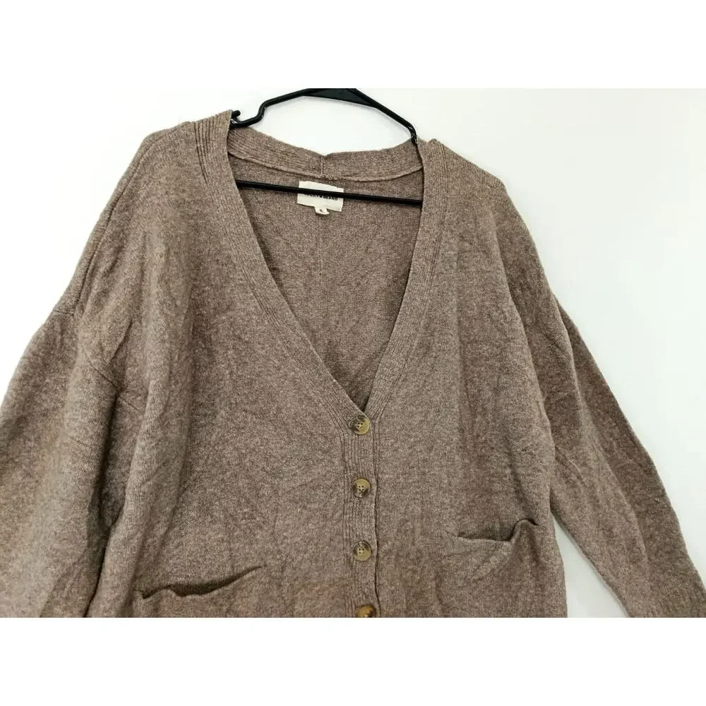 Lucky Brand Women's Sweater Slouchy V-Neck Cardigan Grandpa Brown Size XL NWOT